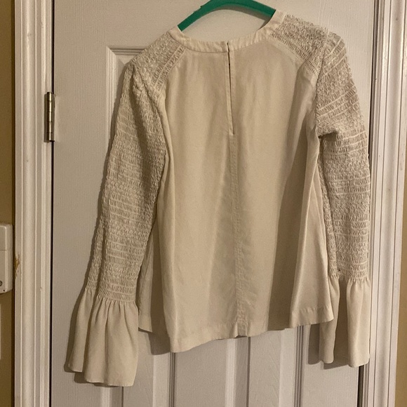 ALC Sidra Long Flare Sleeve Silk Blouse in Cream 6 - Picture 3 of 8